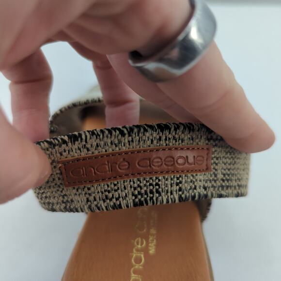 Andre Assous Sandals Womens 7 Linen Slingback Featherweights Resort Vacation - Picture 12 of 12